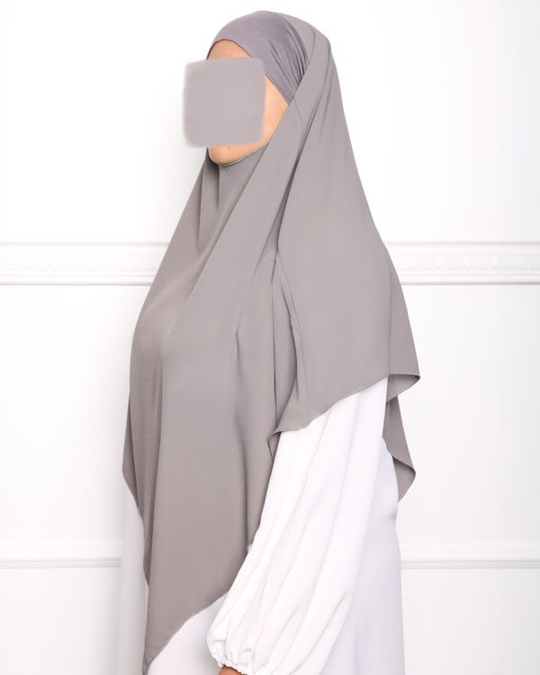 Khimar court en crêpe pointu khimar triangle khimar pas cher mon hijab pas cher gris